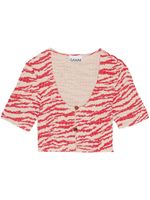 GANNI haut crop à imprimé zébré - Rouge GANNI haut crop à imprimé zébré - Rouge