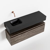 Toiletmeubel Mondiaz Andor | 100 cm | Meubelkleur Dark brown | Lex vrijhangend wastafel Urban Links | Zonder kraangat