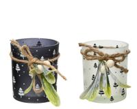 Decoris Theelichthouder maretak glas met h8,3cm