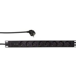 LogiLink PDU8C02 energiedistributie 1U Zwart 8 AC-uitgang(en)