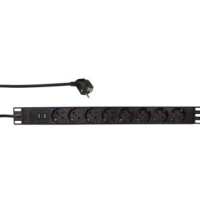 LogiLink PDU8C02 energiedistributie 1U Zwart 8 AC-uitgang(en)
