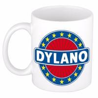 Dylano voornaam koffiemok - beker - wit/blauw - 300 ml - Cadeau - Heren - Collega - Vaderdag