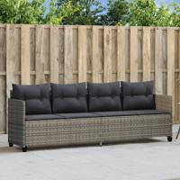 Ligbed met kussen poly rattan grijs