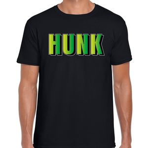 Hunk t-shirt zwart met groene letters voor heren