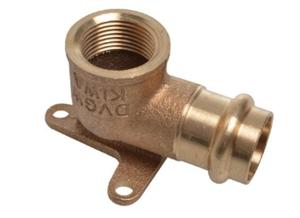 Kirchhoff Muurplaat met hoek van rood messing, blank, 22 mm x 3/4"IT, 1 socket, (P4471g) - 988626455