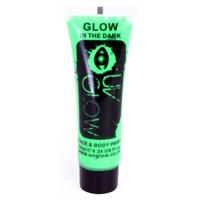 Groene glow in the dark schmink - tube - 10 ml - licht op bij uv licht - lichaam en gezicht