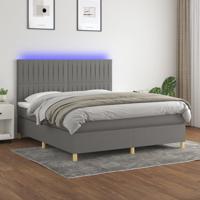Boxspring met matras en LED stof donkergrijs 180x200 cm