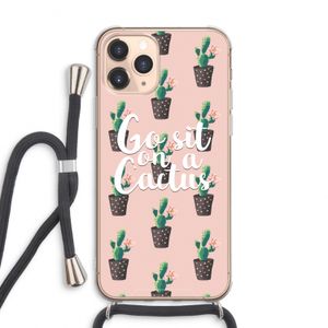 Cactus quote: iPhone 11 Pro Max Transparant Hoesje met koord