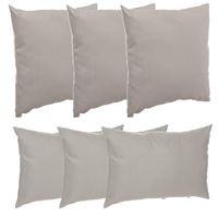 Bank/sier/tuin kussens voor binnen/buiten set 6x stuks taupe/beige 40 x 40 cm en 30 x 50 cm - thumbnail