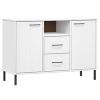 The Living Store Dressoir met metalen poten OSLO 113x40x77 cm grenenhout wit - Keukenkast - thumbnail