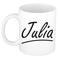 Julia voornaam kado beker / mok sierlijke letters - gepersonaliseerde mok met naam - Naam mokken