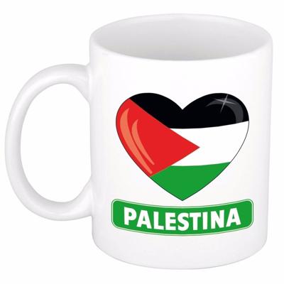 Hartjes vlag Palestina koffiemok - drink beker - white - 300 ml - supporters