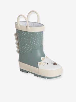 Gestreepte regenlaarzen voor baby groen, bedrukt