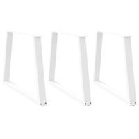 Eettafelpoten 3 st V-vormig 90x(72-73,3) cm staal wit