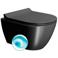 Wand Toilet Swirlflush Sapho Pura 36x50 cm Mat Zwart