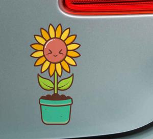 Stickers raam Schattige zon bloem