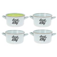 Soepkommen/serveer schaaltjes - 6x - met oor - porselein - 500ml - lichtblauw