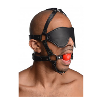 XR Brands ST Blindfold Harness with Ball Gag