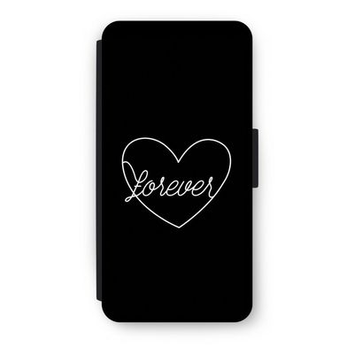 Forever heart black: iPhone 7 Flip Hoesje