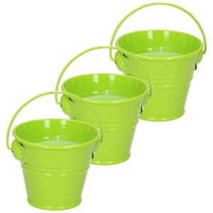 Citronella kaarsen - in zink potje - set 3x - groen - 5 branduren