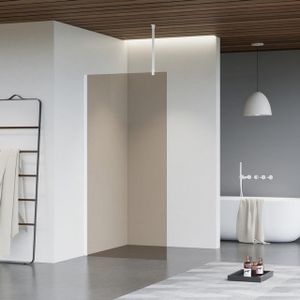 Fortifura Galeria inloopdouche - 120x200cm - rookglas - plafondarm - mat wit SW797944/SW797906/SW804546
