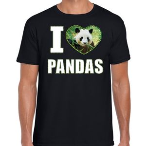 I love pandas t-shirt met dieren foto van een panda zwart voor heren 2XL  -