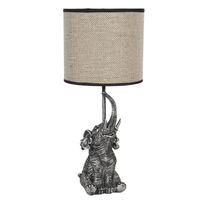 HAES DECO - Tafellamp - City Jungle - Olifant Lamp, Ø 20x45 cm - Beige/Grijs - Bureaulamp, Sfeerlamp, Nachtlampje