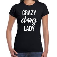 Crazy dog lady hondenvrouw hond t-shirt zwart voor dames
