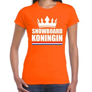 Snowboard koningin apres ski t-shirt oranje dames - Sport / hobby shirts