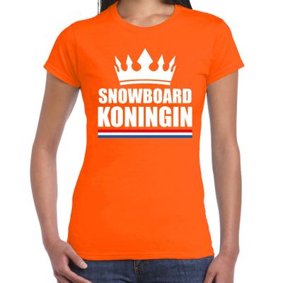 Snowboard koningin apres ski t-shirt oranje dames - Sport / hobby shirts