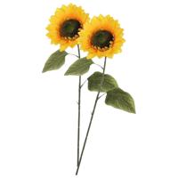 Kunstbloem Zonnebloem tak - 2x - 72 cm - geel - kunst zijdebloem - decoratie