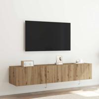 Tv-wandmeubels 2 st met LED 80x35x31 cm artisanaal eiken