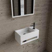 Fonteinset BWS Solid Surface Met Handdoekhouder Rechts Wit Gunmetal Boss & Wessing