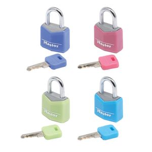 MASTER LOCK Hangslot met 20 mm breed massief aluminium huis; verpakking van 2, in verschillende kleuren