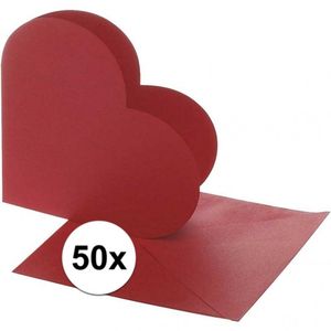 50x Hartvormige kaarten rood