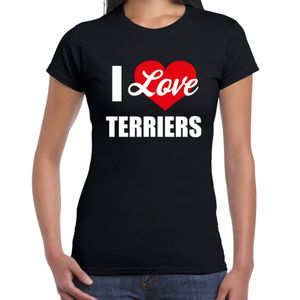 I love Terriers honden t-shirt zwart voor dames