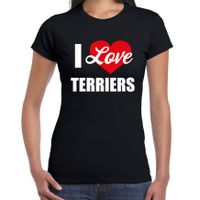 I love Terriers honden t-shirt zwart voor dames - thumbnail