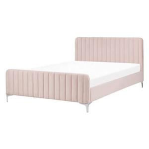 Beliani - LUNAN - Tweepersoonsbed - Roze - 140 x 200 cm - Fluweel