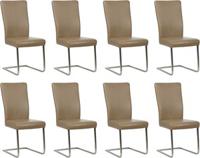 Set van 8 Taupe leren industriële eetkamerstoelen Dare - poot vierkant rvs - Toledo Leer Mocca (taupe leer)