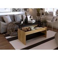 HAPPY Hefbare salontafel - Decor in eiken en zwart - L 100 x D 50 x H 44 cm HAPPY Hefbare salontafel - Decor in eiken en zwart - L 100 x D 50 x H 44 cm