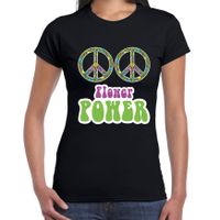 Flower power boobs t-shirt zwart dames