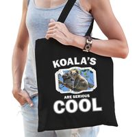 Katoenen tasje koalas are serious cool zwart - koalaberen/ koala beer cadeau tas   - - thumbnail