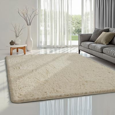 Karpet24 Fluffy Shaggy - Zacht Hoogpolig Vloerkleed, Onderhoudsarm, Beige-Ø 120 cm rond