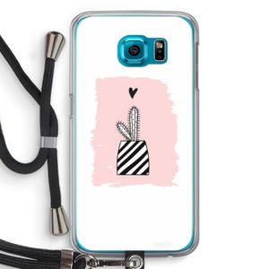 Zwart-wit cactus: Samsung Galaxy S6 Transparant Hoesje met koord