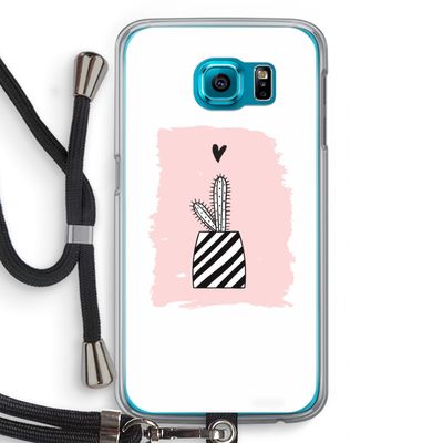 Zwart-wit cactus: Samsung Galaxy S6 Transparant Hoesje met koord