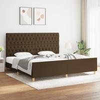 Bedframe met hoofdeinde stof donkerbruin 200x200 cm