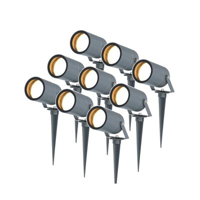 Set van 9 Spikey dimbare LED prikspots - excl. GU10 - Wandspot - IP65 voor binnen en buiten - Grondspies - Antraciet