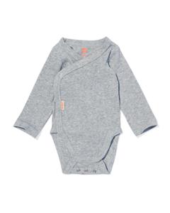 HEMA Newborn Meegroei Overslagromper Rib Met Bamboe Stretch Grijsmelange (grijsmelange)