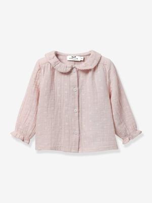 Babyblouse in katoenen gaas CYRILLUS oudroze