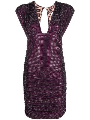 Philipp Plein robe courte à ornements strassés - Violet